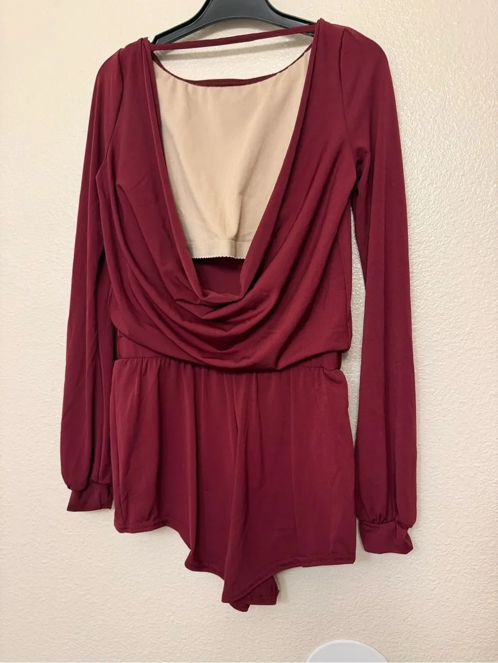 WEISSMAN Balera Dance Costume burgundy  red Blouson Sleeve Romper MJ11565 SA adl